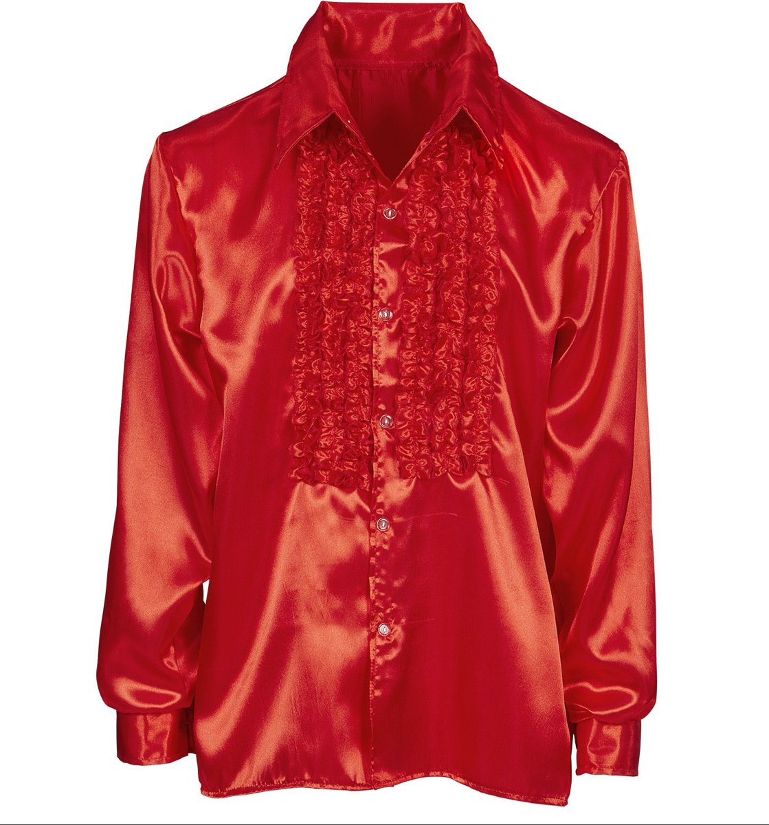 Jaren 80 & 90 Kostuum | Lekker Foute Rouchenblouse Rood Man | Medium / Large | Carnaval kostuum | Verkleedkleding